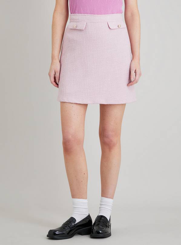 Pink boucle shop mini skirt